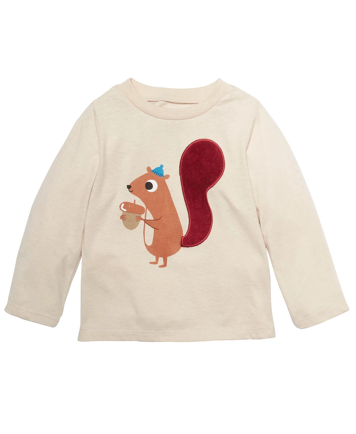 Camiseta infantil manga comprida esquilo First Impressions para meninos, bege, tamanho 12 meses