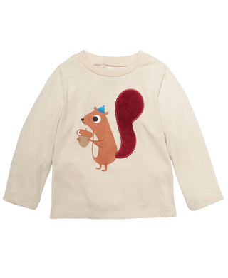 Camiseta infantil manga comprida esquilo First Impressions para meninos, bege, tamanho 12 meses