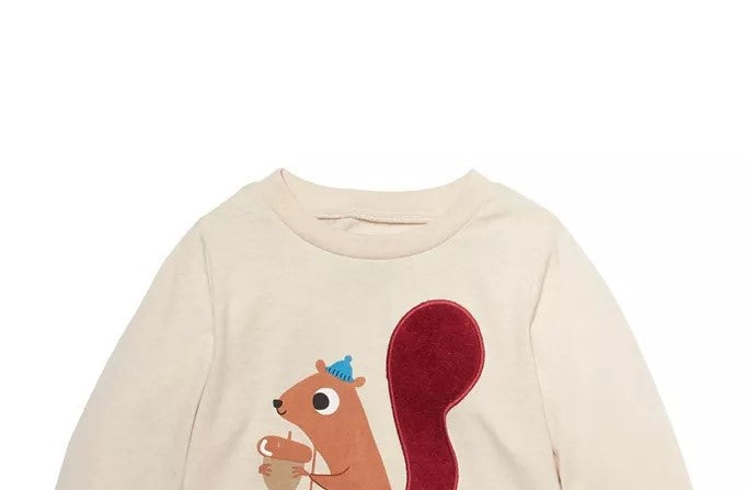 Camiseta manga longa esquilo First Impressions para bebês meninos, bege, tamanho 24 meses