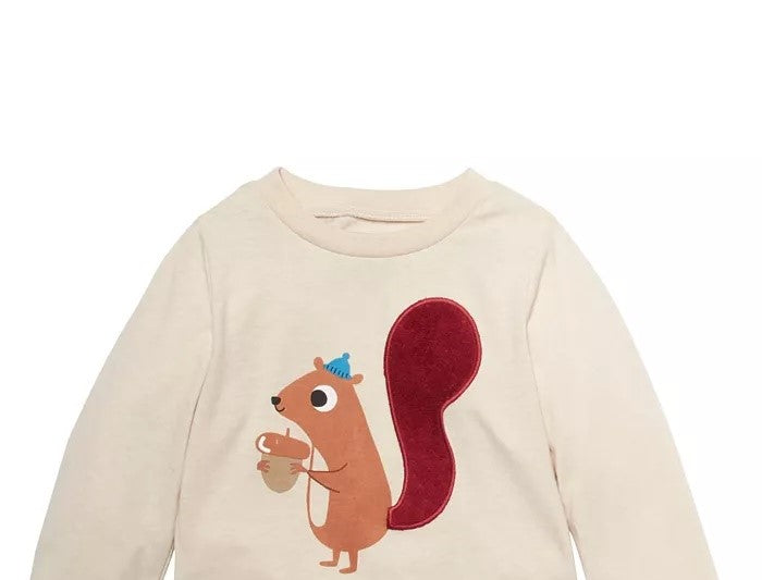 Camiseta manga longa esquilo First Impressions para bebês meninos, bege, tamanho 24 meses