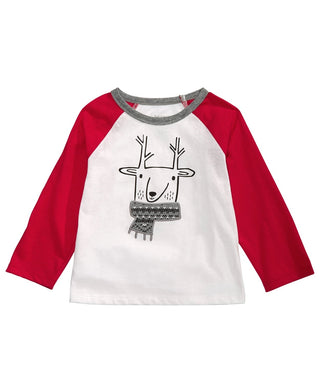 Camiseta estampada de rena First Impressions para bebê menino, branca, tamanho 18 meses