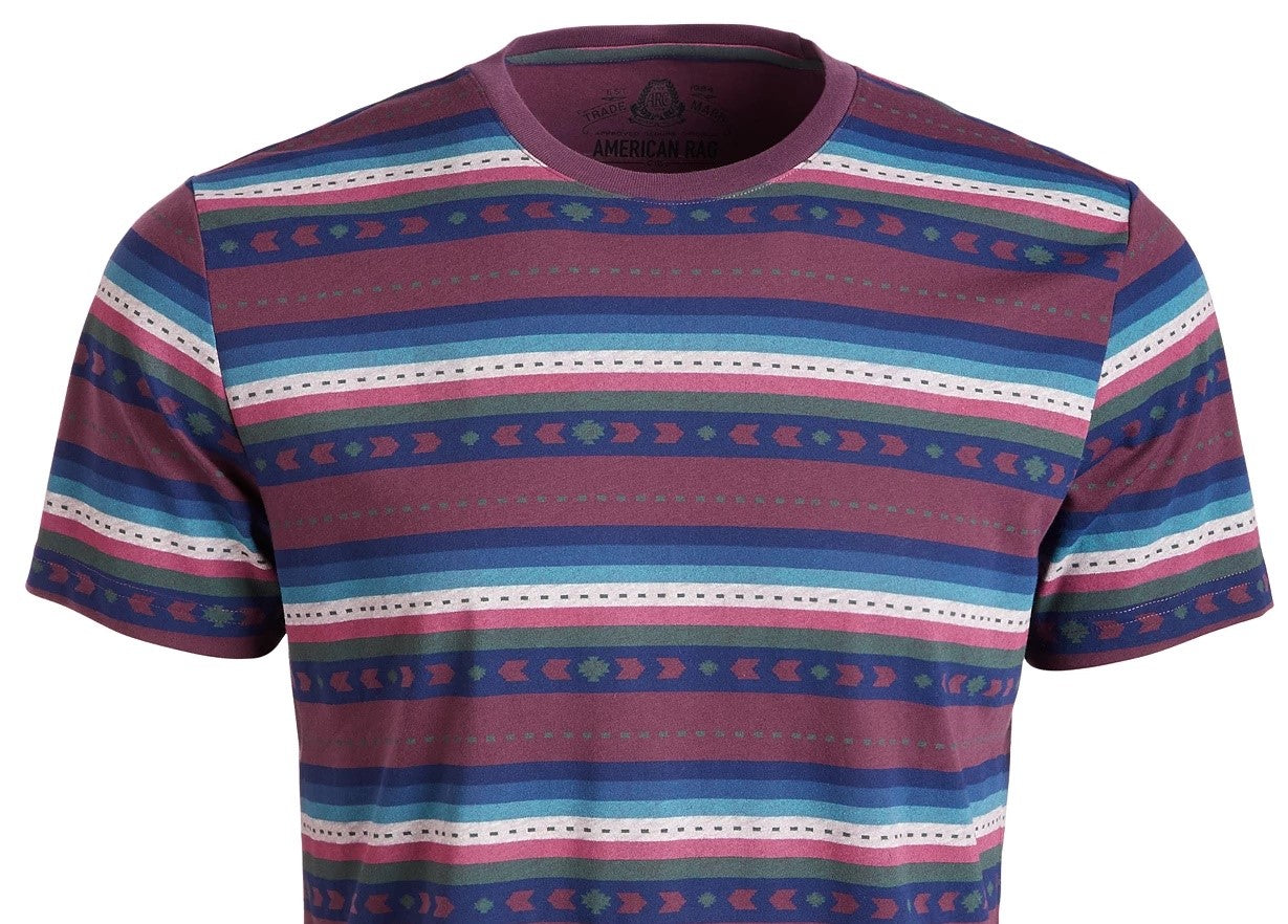 Camiseta listrada geométrica masculina American Rag, vermelha, tamanho médio