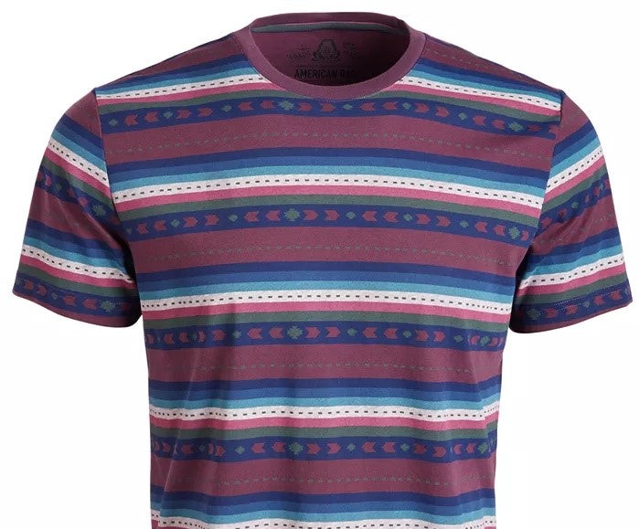 Camiseta listrada geométrica masculina American Rag, vermelha, tamanho extra grande