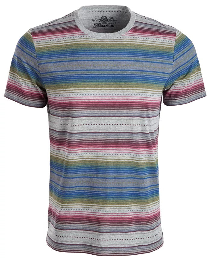 Camiseta listrada masculina American Rag Blanket cinza tamanho extra grande