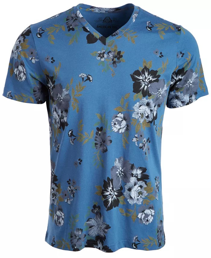 Camiseta masculina American Rag Open Ground Floral, azul marinho, tamanho médio