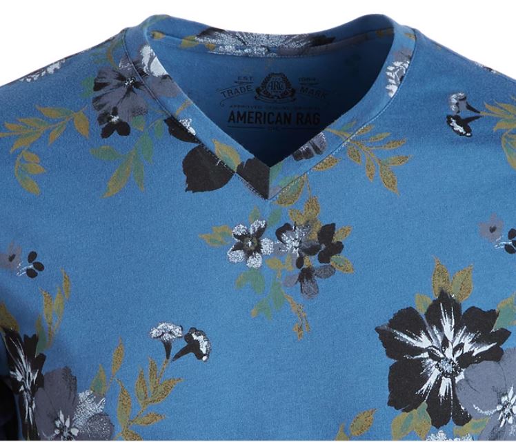 Camiseta masculina American Rag Open Ground Floral, azul marinho, tamanho médio