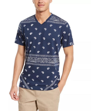 Camiseta masculina American Rag Blocked Bandana, tamanho médio, azul marinho