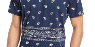 Camiseta masculina American Rag Blocked Bandana, azul marinho, tamanho pequeno