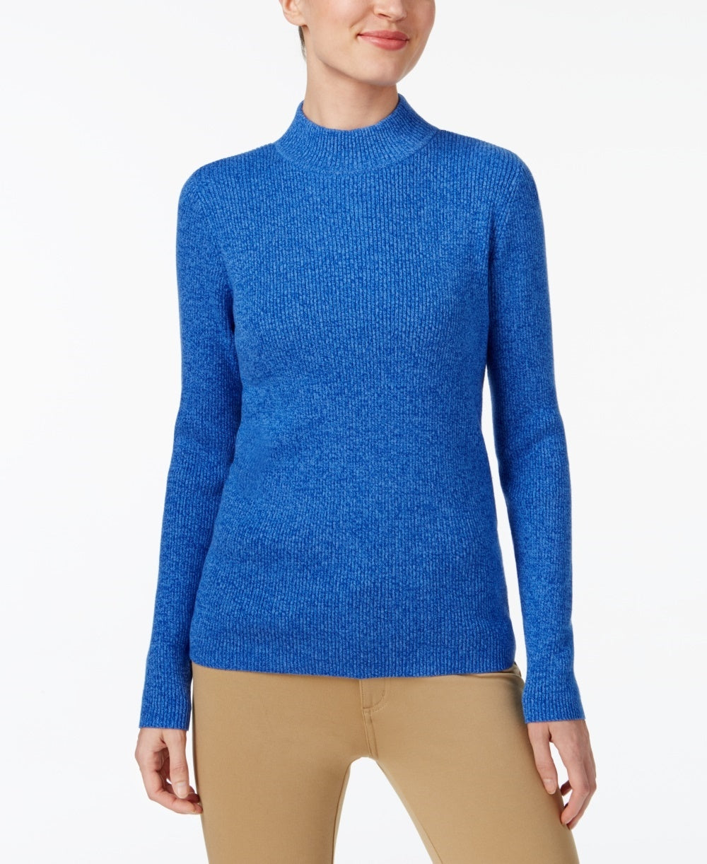 Karen Scott Suéter Feminino de Algodão com Gola Mole, Azul Marinho, Tamanho Pequeno