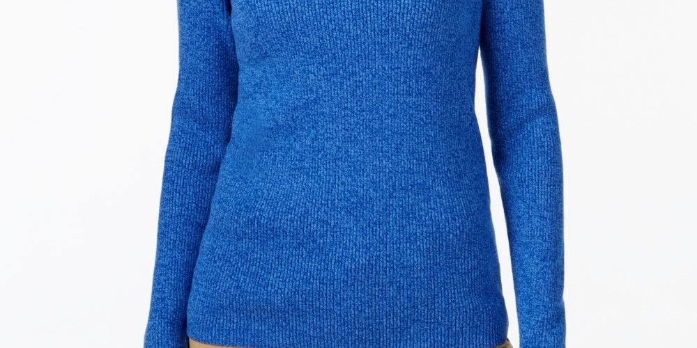 Karen Scott Suéter Feminino de Algodão com Gola Mole, Azul Marinho, Tamanho Pequeno