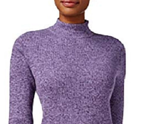 Karen Scott Suéter Feminino de Algodão com Gola Mole, Roxo, Tamanho Médio