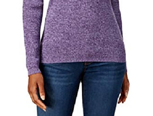 Karen Scott Suéter Feminino de Algodão com Gola Mole, Roxo, Tamanho Médio