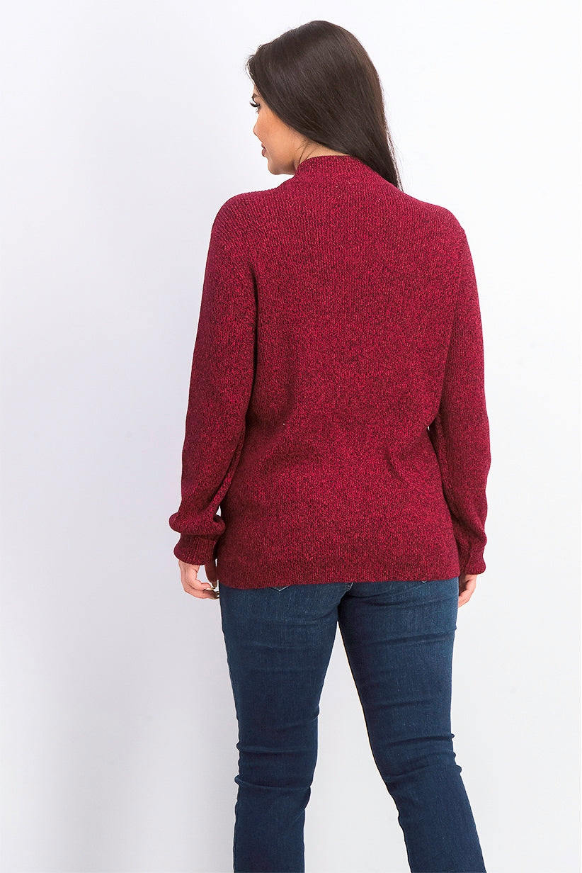 Karen Scott Suéter Feminino de Algodão com Gola Mole, Vermelho Brilhante, Tamanho Pequeno