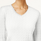 Karen Scott Suéter Feminino de Malha Lisa com Gola V e Tamanho Grande, Branco