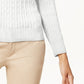 Karen Scott Suéter Feminino de Malha Lisa com Gola V e Tamanho Grande, Branco