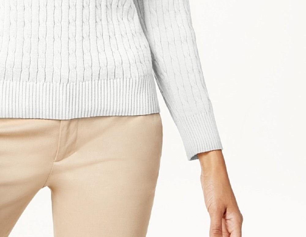 Karen Scott Suéter Feminino de Malha Lisa com Gola V e Tamanho Grande, Branco