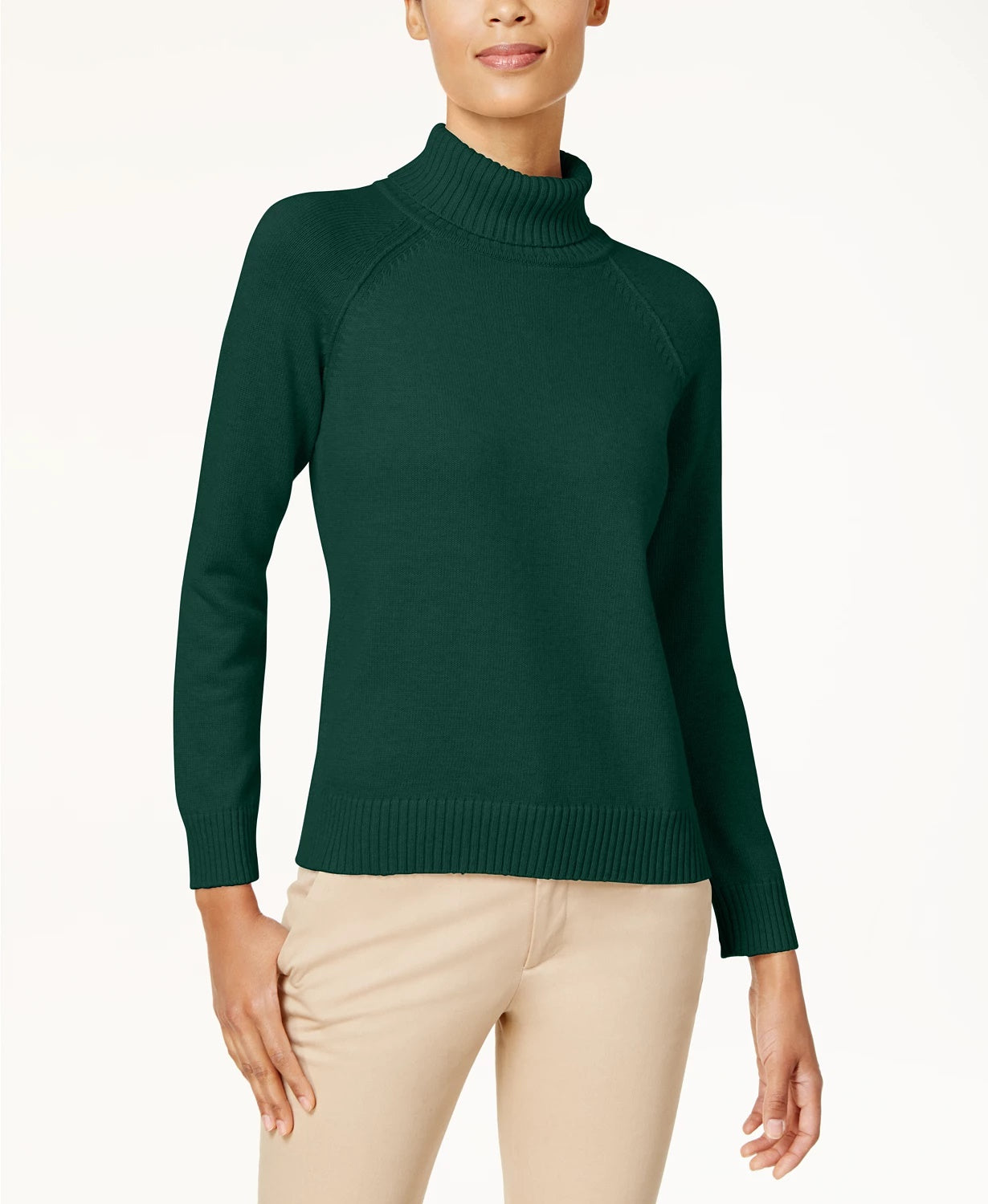 Karen Scott Suéter Feminino de Algodão com Gola Alta Verde Tamanho X-G