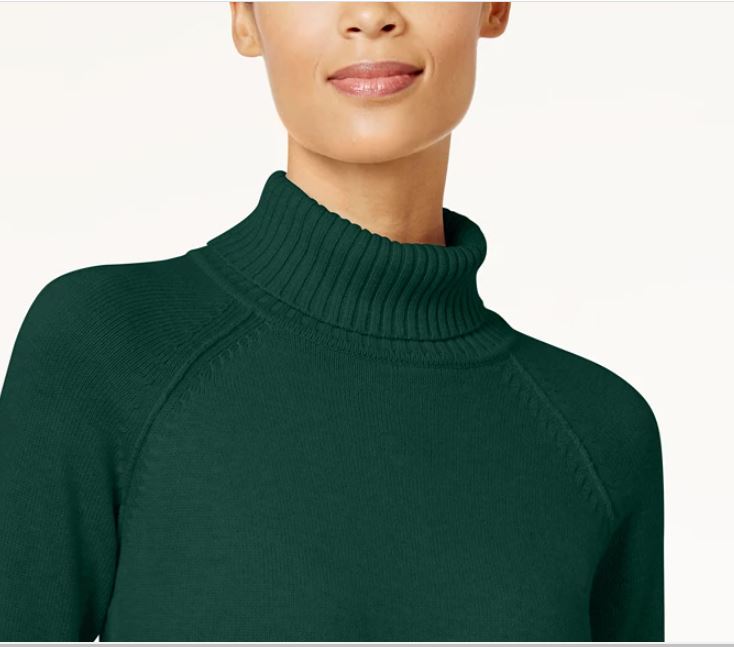 Karen Scott Suéter Feminino de Algodão com Gola Alta Verde Tamanho X-G