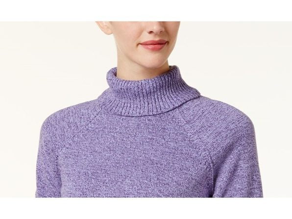Karen Scott Suéter Feminino de Gola Alta em Algodão Marmoreado Roxo Tamanho Grande