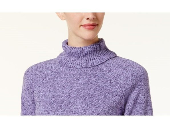 Karen Scott Suéter Feminino de Gola Alta em Algodão Marmoreado Roxo Tamanho Médio