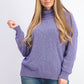 Karen Scott Suéter Feminino de Gola Alta em Algodão Marmoreado Roxo Tamanho P
