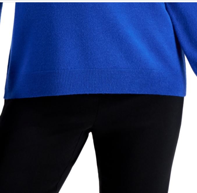 Karen Scott Suéter Feminino de Algodão com Gola Alta Azul Tamanho Pequeno Médio