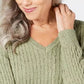 Karen Scott Suéter Feminino de Algodão com Gola V Verde Tamanho XS