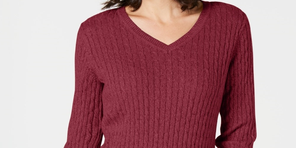 Karen Scott Suéter Feminino de Algodão com Gola V Rosa Tamanho Grande