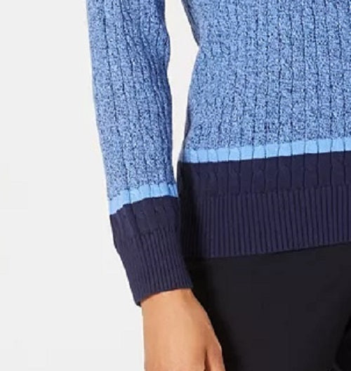 Karen Scott Suéter Teresa Cotton Colorblock Feminino Azul Tamanho Médio