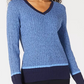 Karen Scott Suéter Teresa Cotton Colorblocked Feminino Azul Brilhante Tamanho Extra Grande