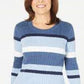 Karen Scott Suéter Feminino Petite Cotton Listrado em Tricô com Cabo Azul Brilhante Tamanho Médio