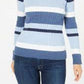 Karen Scott Suéter Feminino Petite Cotton Listrado em Tricô com Cabo Azul Brilhante Tamanho Médio