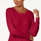 Karen Scott Suéter Feminino Petite Cotton Cable Knit Vermelho Brilhante Tamanho Médio