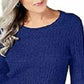 Karen Scott Suéter Feminino de Tricô em Algodão Marmorizado Azul Tamanho Pequeno Médio
