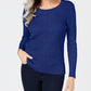 Karen Scott Suéter Feminino Petite Marled Algodão Tricô Cabo Azul Tamanho Petite Grande