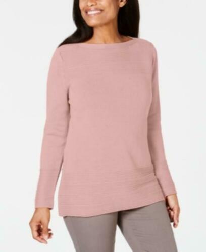 Karen Scott Suéter Feminino de Algodão com Gola Canoa Rosa Tamanho X-G