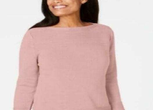 Karen Scott Suéter Feminino de Algodão com Gola Canoa Rosa Tamanho X-G