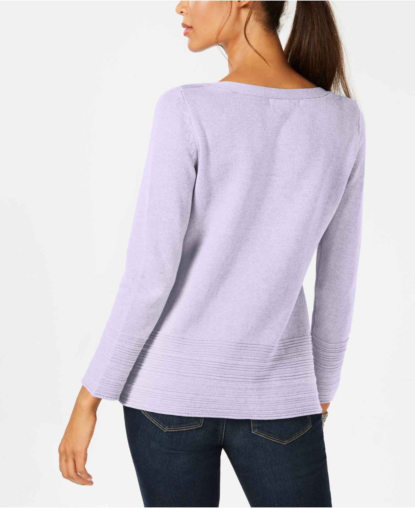 Karen Scott Suéter feminino de algodão com gola canoa, roxo, tamanho extra grande