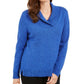 Karen Scott Suéter Feminino de Algodão Marmoreado com Gola Xale Azul Tamanho Médio