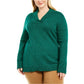 Karen Scott Suéter Feminino de Algodão Marmoreado com Gola Xale Verde Escuro Tamanho Grande
