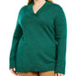 Karen Scott Suéter Feminino de Algodão Marmoreado com Gola Xale Verde Escuro Tamanho P