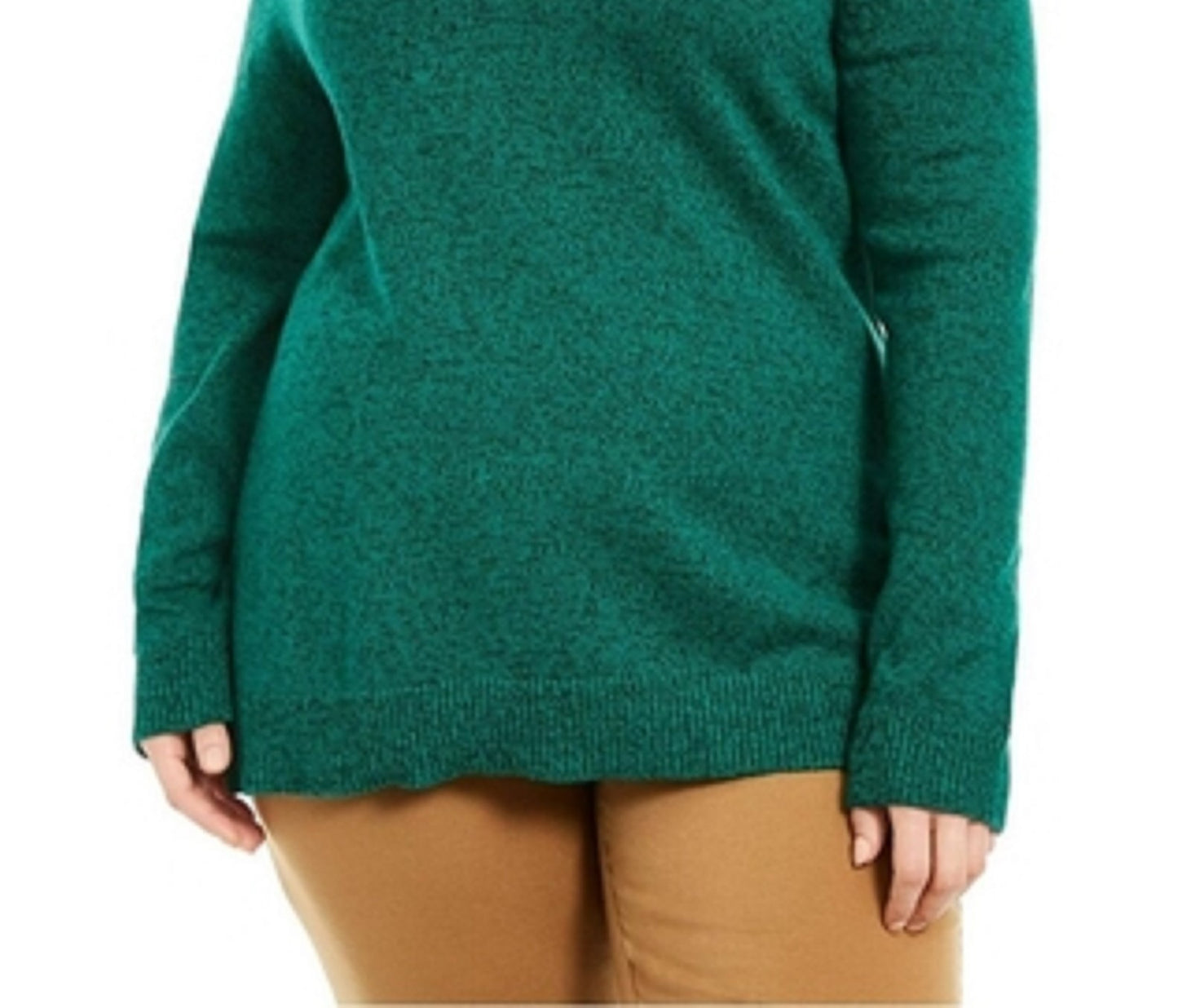 Karen Scott Suéter Feminino de Algodão Marmoreado com Gola Xale Verde Escuro Tamanho P