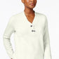 Karen Scott Suéter Henley Feminino de Algodão Marmorizado Tamanho Natural Extra Pequeno