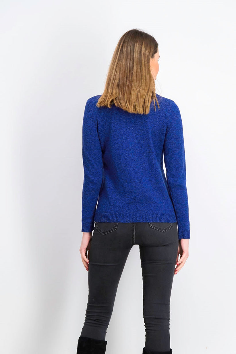 Karen Scott Suéter Henley de Algodão com Acabamento em Ferragens Feminino Azul Escuro Tamanho Médio