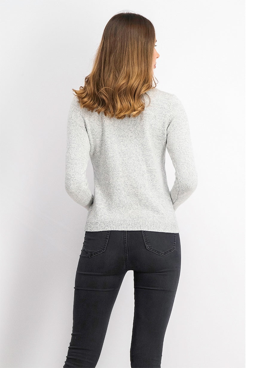 Karen Scott Suéter Henley de Algodão com Acabamento em Ferragens Feminino Cinza Tamanho Pequeno