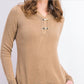 Karen Scott Suéter Henley Feminino de Algodão com Alças Marrom Tamanho Pequeno Médio