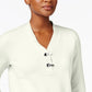 Karen Scott Suéter Henley Feminino de Algodão Branco Tamanho Pequeno Médio