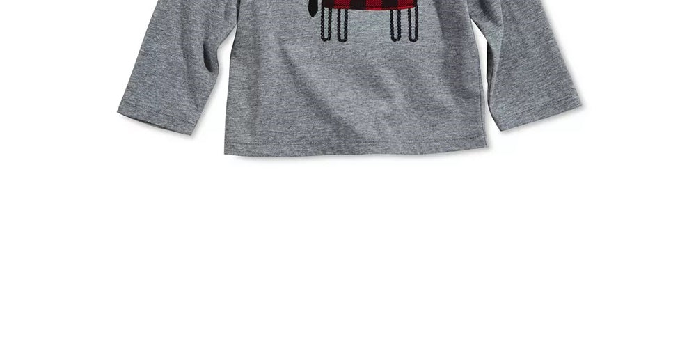 Camiseta infantil First Impressions com apliques de alce para meninos, cinza, tamanho 18 meses