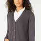 Karen Scott Cardigan Feminino com Botões Frontais e Pontos Mistos, Cor Carvão, Tamanho Extra Pequeno