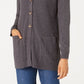 Karen Scott Cardigan Feminino com Botões Frontais e Pontos Mistos, Cor Carvão, Tamanho Extra Pequeno